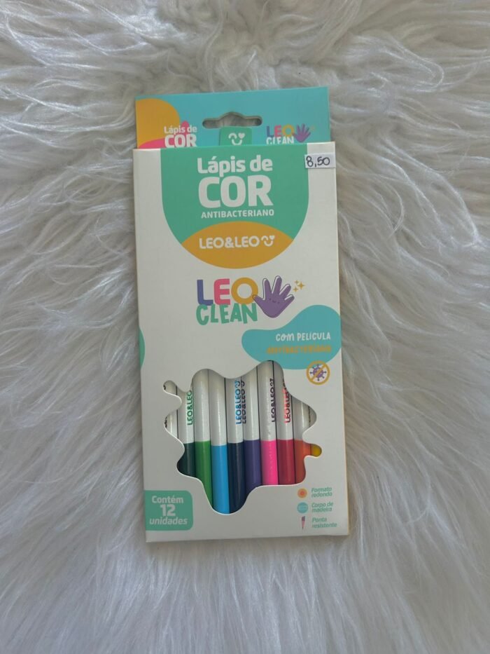 Lápis de Cor 12 Cores Leo Clean Antibacteriano - Leo&Leo