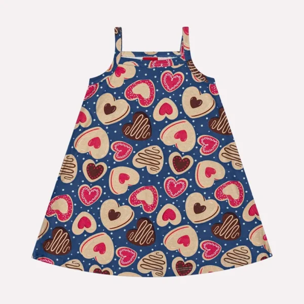 Vestido Infantil Menina Estampa Corações Kyly