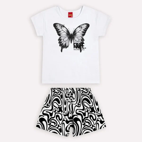Conjunto Infantil Menina Borboleta com Glitter Kyly
